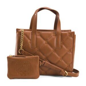 VINCE CAMUTO Leather Barry Quilted Tote With Card Case